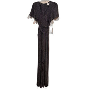 Unique Vintage Black Silver Sparkly Jumpsuit Stretchy Women's Size S/4 NWT New!